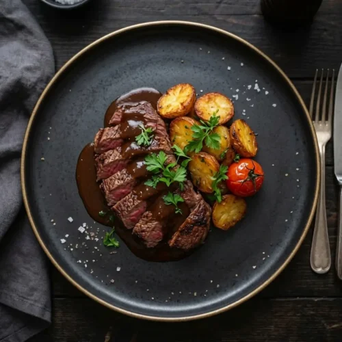Steak de bœuf sauce poivre